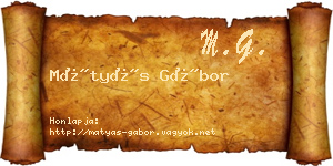 Mátyás Gábor névjegykártya